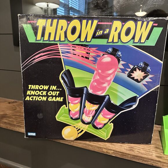 Vintage 90s Throw in a Row Game 1992 Neon Tic Tac Toe Ball Toss Works + Box RARE - Picture 2 of 8